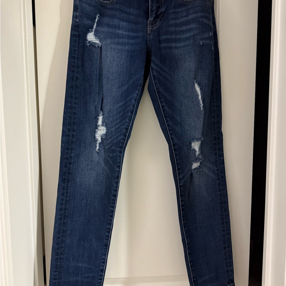Lucky Brand Dark Blue Distressed Straight Leg Jeans